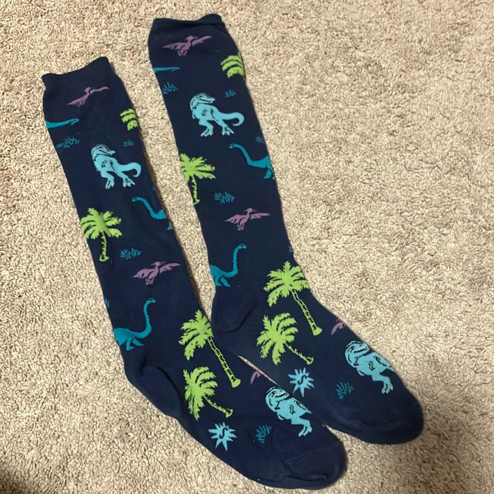 Knee high dinosaur socks